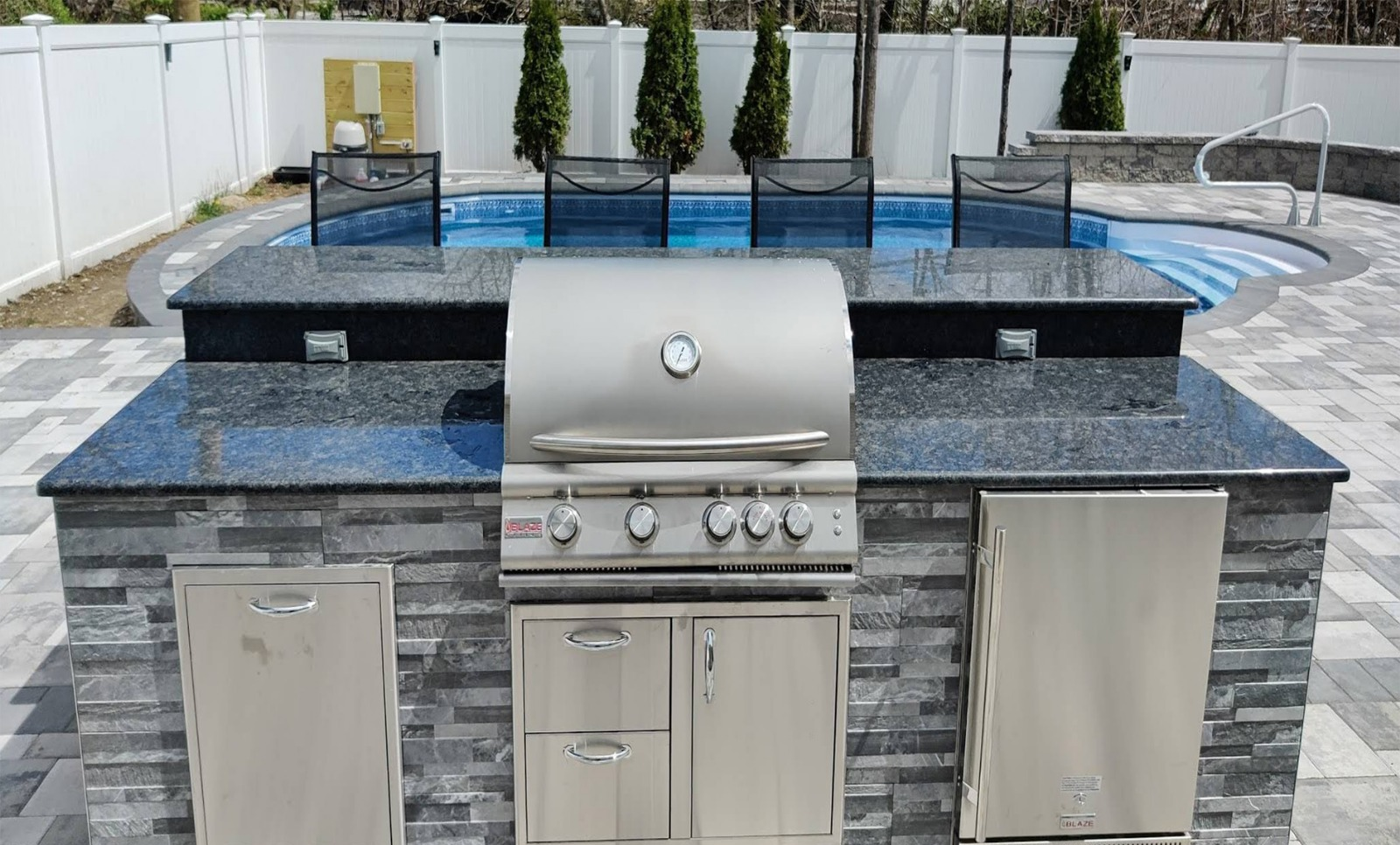 Steel Grey granite outdoor kitchen worktop